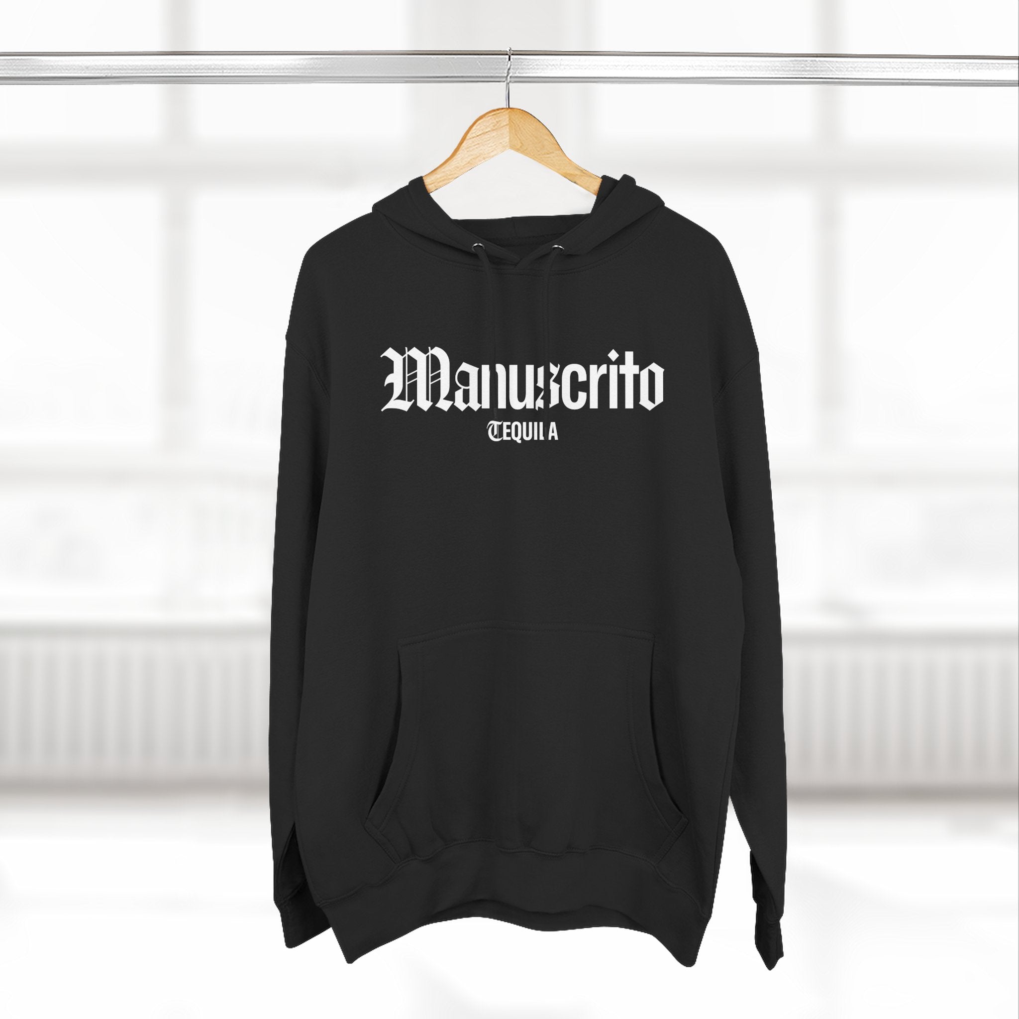 Manuscrito Script Hoodie — Vintage Gothic Logo Fleece Pullover