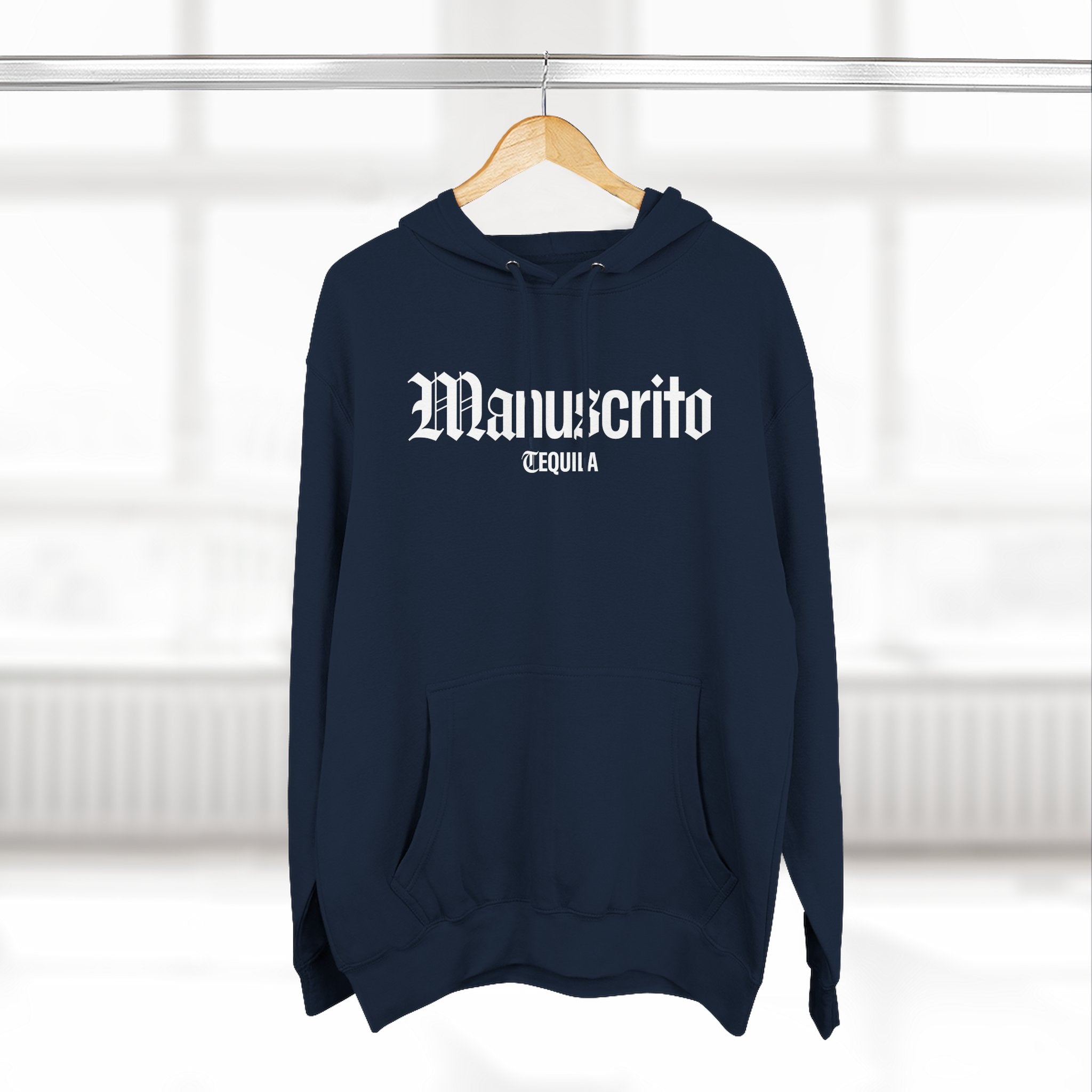 Manuscrito Script Hoodie — Vintage Gothic Logo Fleece Pullover