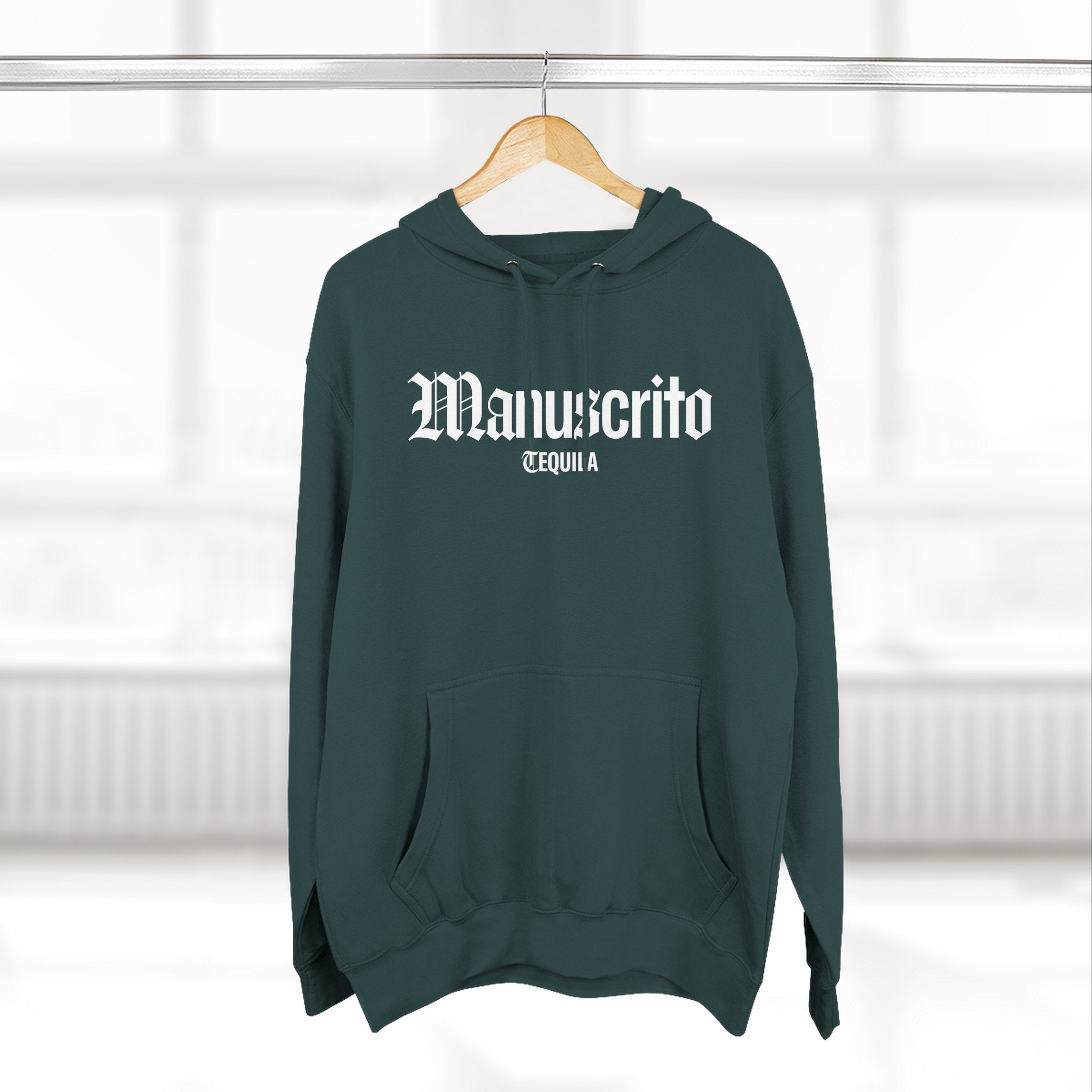 Manuscrito Script Hoodie — Vintage Gothic Logo Fleece Pullover